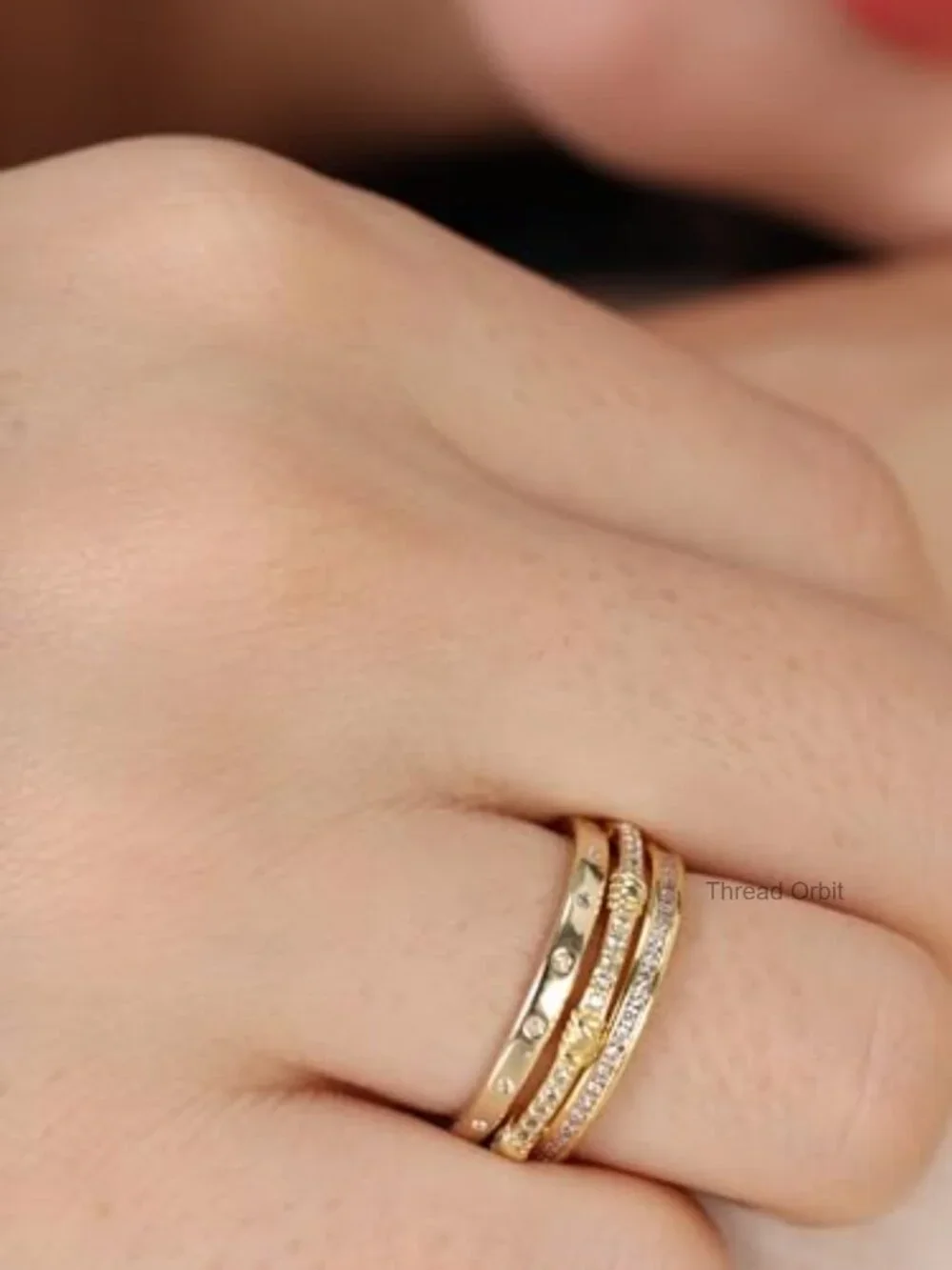 14K Gold Filled Dainty Stacking Rings Set - 3 Pack Thin Gold Band